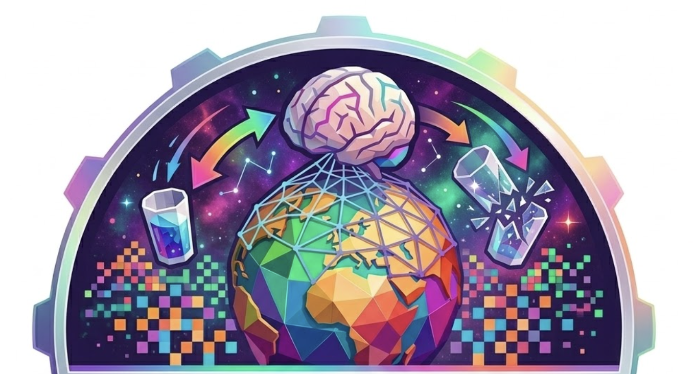 Illustration MyAlfred d'un World Model : cerveau, planète et boucle d'apprentissage par observation